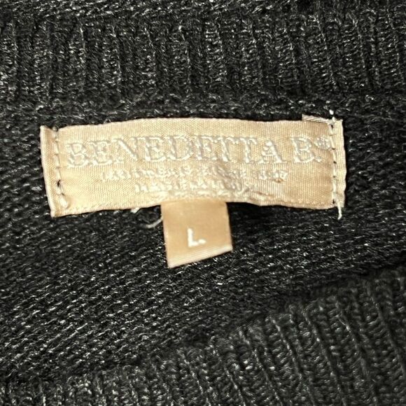 Benedetto B Italy Cashmere Wool Blend Chic Ruffle Hem Sweater Sz L - Picture 5 of 6